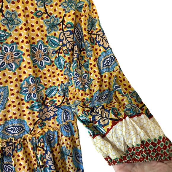 BTFBM Bohemian Colorful Floral Boho Chic Babydoll Dress Size L NWT - Picture 5 of 9